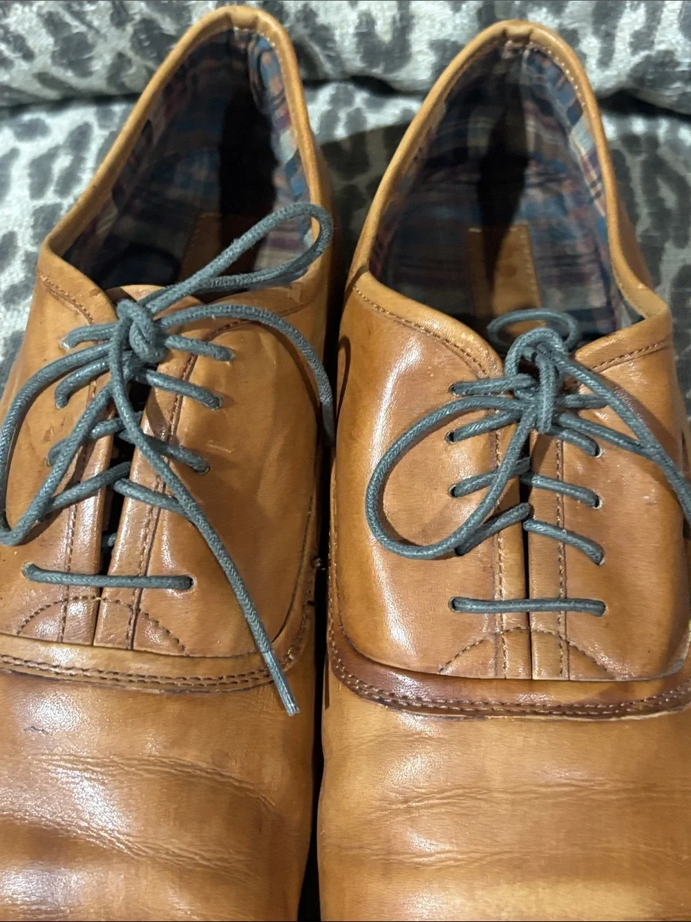 Bed Stu  oxford cognac brown burnished leather distressed casual lace up mens 10